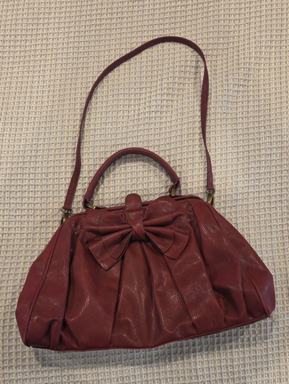 Jessica Simspon Women's Burgundy Bow Accent Satchel Handbag